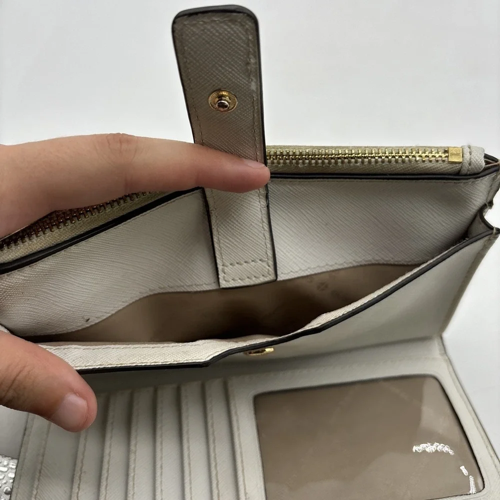 Michael Kors‎ Jet Set Travel Double Zip Saffiano Leather Wristlet Wallet White